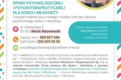 Ośrodek Środowiskowej Opieki Psychologicznej i Psychoterapeutycznej dla Dzieci i Młodzieży w Mińsku Mazowieckim